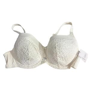 NWT Auden Bra Women Size 44D OFF White Lace Underwire Adjustable Strap Hook Back